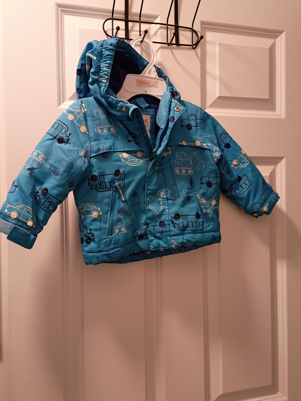 Cat & Jack Blue Printed Hooded Puffer Jacket